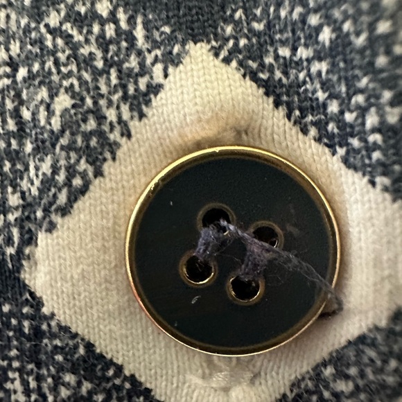 J. McLaughlin Women’s Navy Blue and White 3/4 Sleeve Button Down Top. Medium - Picture 3 of 9